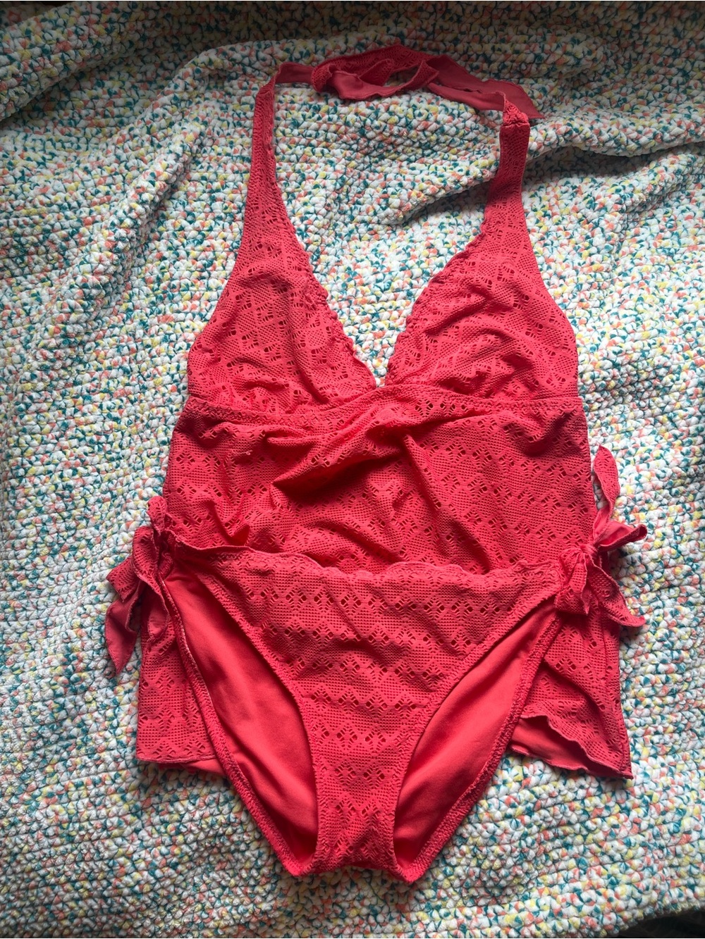 Mossimo crochet coral tankini swimsuit